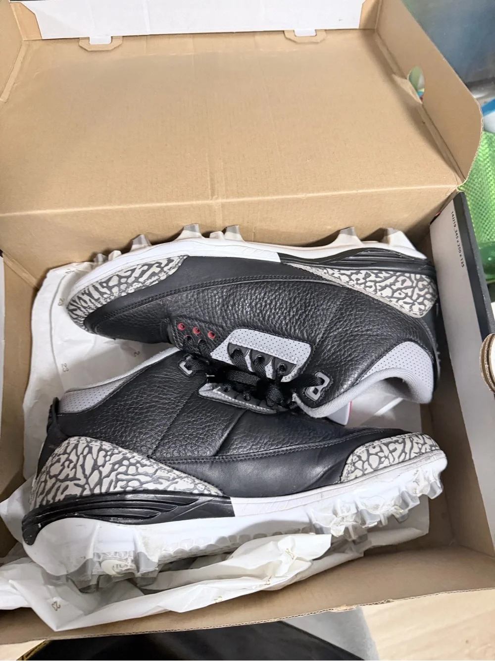 Jordan retro 3 black cement cleats